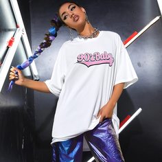 Длинная футболка с текстовым принтом Shein