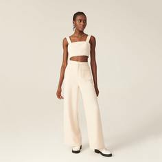 Твидовые широкие брюки с карманом Shein