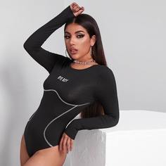 Боди с текстовым принтом Shein