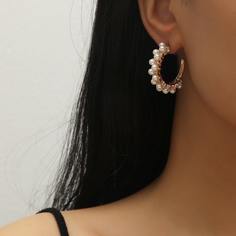 Серьги-кольца с искусственным жемчугом Shein