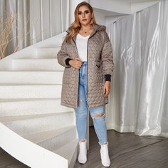 Astrid утепленное пальто размера плюс на молнии с карманом Shein