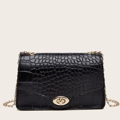 Сумка через плечо на цепочке с крокодиловым тиснением Shein