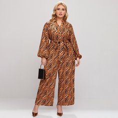 с поясом Принт Элегантный Комбинезоны размер плюс Shein