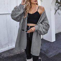 Одноцветный Повседневный Кардиганы Shein