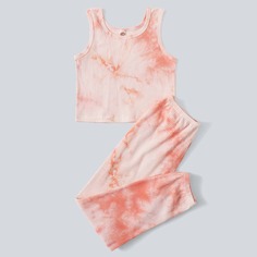 трикотажный тай дай Повседневный Домашняя одежда для девочек Shein