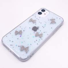 Прозрачный чехол для iPhone с бантом и стразами Shein