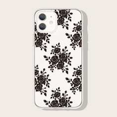Чехол для iPhone с принтом черной розы Shein