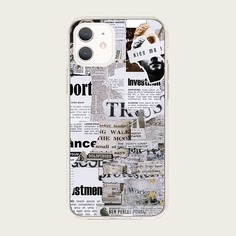 Чехол для iPhone с принтом газеты Shein