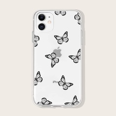 Прозрачный чехол для iPhone с принтом бабочки Shein