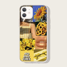 Чехол для iPhone с узором подсолнуха Shein