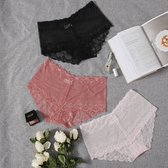 Кружевные трусики размера плюс 3шт Shein