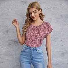 цветочный Бохо Блузы Shein