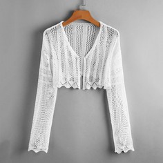 Прозрачный Одноцветный Повседневный Кардиганы Shein