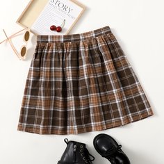 в клетку Институтский Юбки для девочек Shein