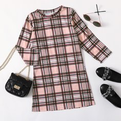 Клетка Повседневный Платья для девочек Shein