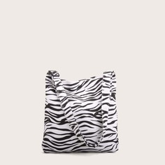 Холщовая сумка на руку с принтом зебры Shein