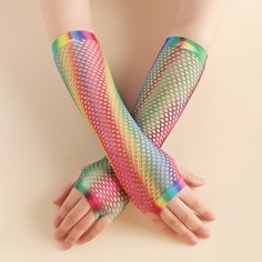 Длинные перчатки с радужным узором Shein