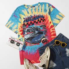 Разноцветный топ с оригинальным принтом Shein