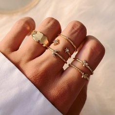 Кольцо со стразами 6шт Shein