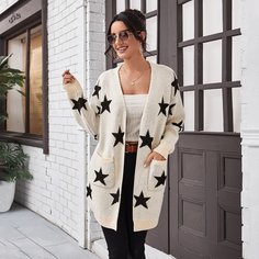 Кардиган с рисунком звезды и карманом Shein