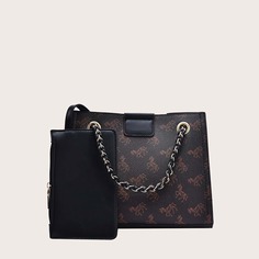 Сумка на плечо с принтом лошади и кошелек Shein
