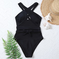 Слитный купальник с разрезом Shein