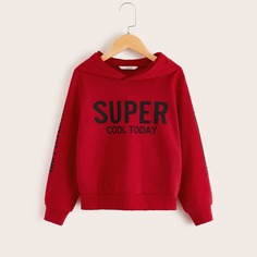 Толстовка с текстовым принтом для девочек Shein
