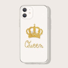 Прозрачный чехол для iPhone с узором короны Shein