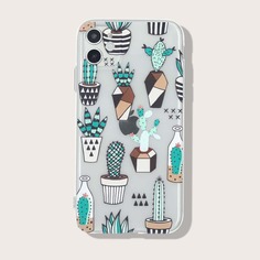 Прозрачный чехол для iPhone с узором кактуса Shein