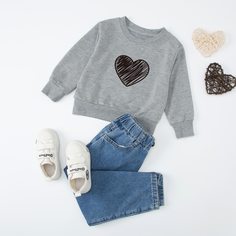 Сердечко Повседневный Свитшоты для девочек Shein