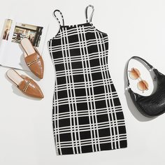 Клетчатый Повседневный Платья размер плюс Shein