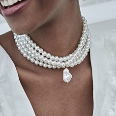 Слоистый чокер из искусственного жемчуга 1шт Shein