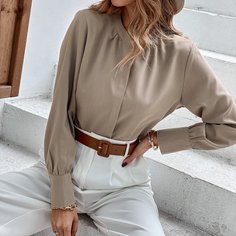 Одноцветный Повседневный Блузы Shein