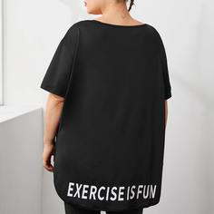 Одноцветный Спортивные топы размера плюс Shein