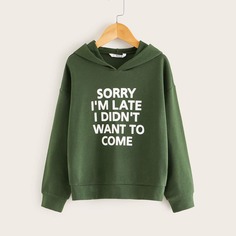 Толстовка с текстовым принтом для девочек Shein