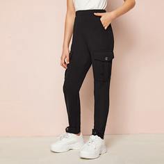Однотонные брюки с карманом для девочек Shein