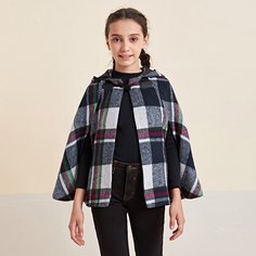 Клетчатый Институтский Пальто для девочек Shein