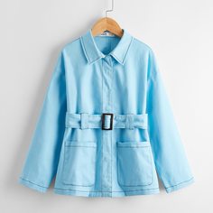 с карманами Одноцветный Повседневный Пальто для девочек Shein