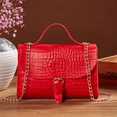 Сумка-сэтчел на цепочке с крокодиловым узором Shein
