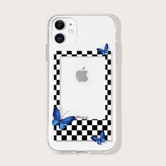 Прозрачный чехол для iPhone в форме фоторамки с принтом бабочки Shein