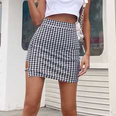 с разрезом Хаундстут Повседневный Юбки Shein