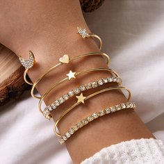 6шт браслет со стразами Shein