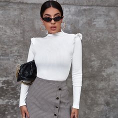 Однотонная трикотажная футболка Shein