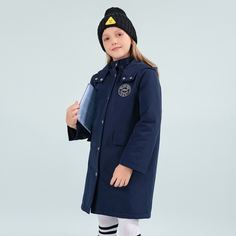 Пальто с капюшоном и пуговицами для девочек Shein