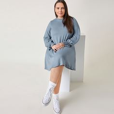 Однотонное платье размера плюс Shein