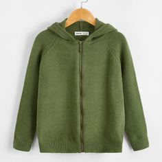 на молнии Одноцветный Повседневный Кардиганы для мальчиков Shein