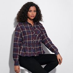 Блузка в клетку с карманом Shein