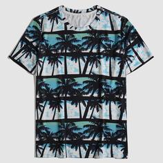 Мужская футболка с тропическим принтом и цветочным принтом Shein