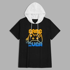 Мужская футболка с капюшоном и лозунгом Shein