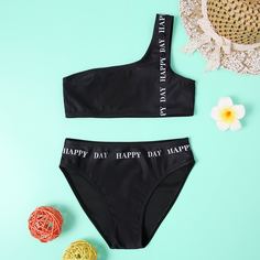буква Повседневный Купальники для девочек Shein
